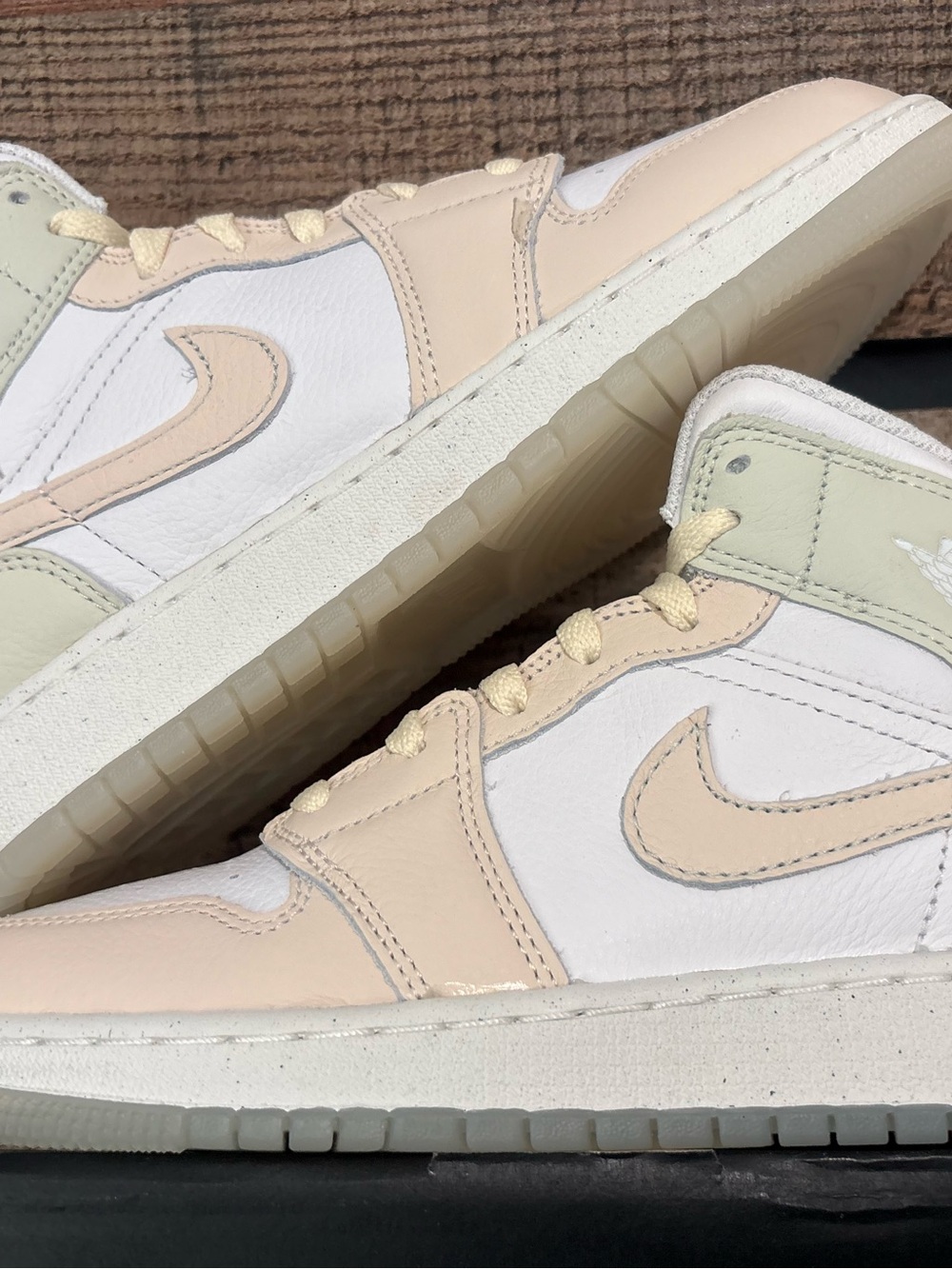 Air Jordan Mids Women’s size 7.5. Sneakers in Pale Pink, Cream, and White